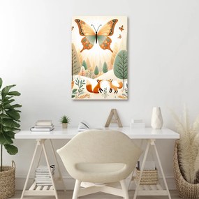 Quadro su tela – Farfalla sopra le volpi nella natura