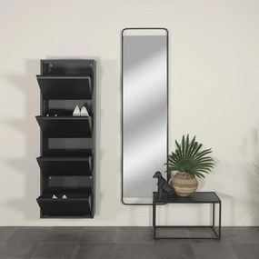 Scarpiera nera in metallo con ante ribaltabili 50x150x22 cm Billy – Spinder Design