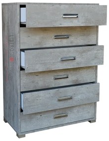 Cassettiera in legno con 6 cassetti 81x118h cm Cemento