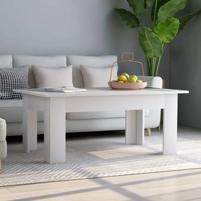 Tavolino Da Salotto Bianco 100x60x42 Cm İn Legno Multistrato /
