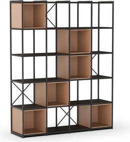 Libreria in nero e mattone 140x179 cm Anya - Marckeric