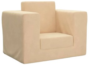 Divano Letto Per Bambini Crema İn Morbido Peluche /