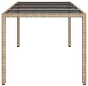 Tavolo giardino beige 190x90x75 cm vetro temperato polyrattan