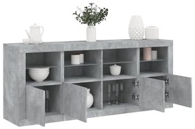 Credenza con luci led grigio cemento 163x37x67 cm