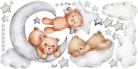 Adesivo murale per bambini allegri orsacchiotti nel cielo 80 x 160 cm