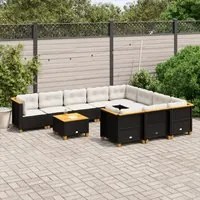 Set Divani da Giardino 11 pz con Cuscini in Polyrattan Nero 3262037