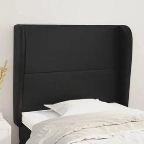 Testiera ad orecchio nera 83x23x118/128 cm in similpelle