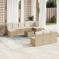 Set Divani da Giardino 11 pz con Cuscini Beige in Polyrattan 3250137