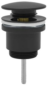 Sifone lavabo a canna quadrata nero opaco completo di piletta click clack