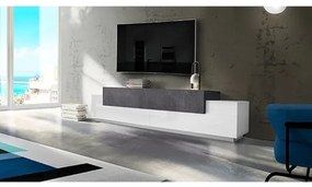 Mobile Porta TV 240 Cm Con 3 Ante A Ribalta Bianco Lucido e Report Corona