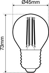 Lampada LED E27 4W a Filamento 1800K No Flickering - G45 Colore Bianco Molto Caldo 1.800K