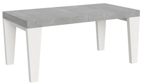 Tavolo allungabile Spimbo Mix piano e gambe in diverse finiture, Cemento / Bianco Frassino / 90x180/284 cm