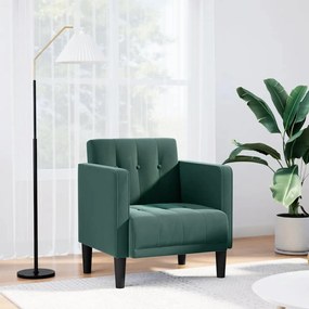 Divano Sedia Con Braccioli Verde Scuro 53 Cm İn Velluto /