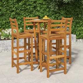 Set Da Bar Da Giardino 5 Pz İn Legno Massello Di Acacia /