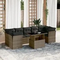 Set Divano da Giardino 8 pz con Cuscini Grigio in Polyrattan 3266400