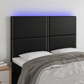 Testiera A Led Nera 144x5x118/128 Cm İn Similpelle /