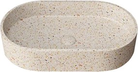 Lavabo da appoggio ovale con finitura terrazzo beige | KTERL-600BE - KAMALU