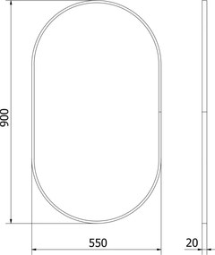 Mexen Loft specchio da bagno ovale 90 x 55 cm, cornice nera - 9851-090-055-000-70