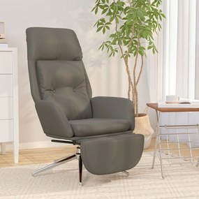 Poltrona Relax Con Poggiapiedi Grigia İn Pelle E Similpelle /