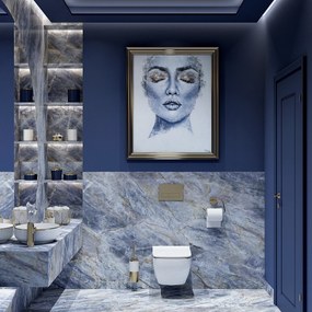 Vaso WC sospeso Rea Carlo white Mini Flat Gold Edge