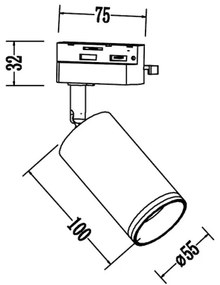Faretto per sistema a binario monofase PIPE 1xGU10/10W/230V nero