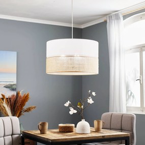 TK Lighting Lampada a sospensione Linobianco con juta