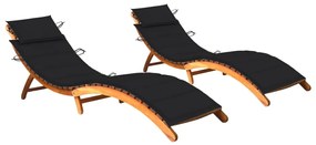 Lettini Prendisole 2 Pz Con Cuscini İn Legno Massello Dacacia /