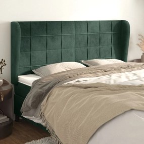 Testiera Ad Orecchio Verde Scuro 163x23x118/128cm İn Velluto /