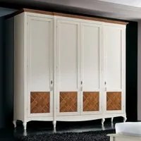 Armadio classico 4 porte intarsiate legno bicolore shabby 286x65x255 - Mobili 2G