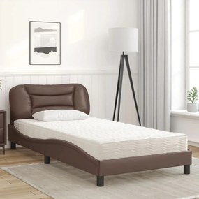 Letto con materasso marrone 100x200cm in similpelle