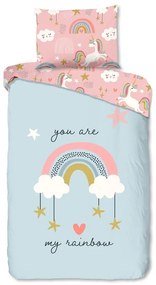 Set copripiumino e federa da bambini blu/rosa in cotone per letto singolo 140x200 cm Suus – Good Morning