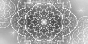 Stampa su tela – Mandala orientale in bianco e nero