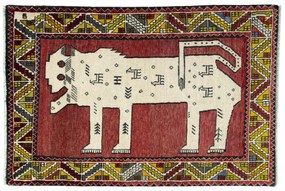 Gabbeh Tappeto 150x100 Rosso (Iran) Annodato A Mano