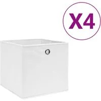 Contenitori 4 pz in Tessuto non Tessuto 28x28x28 cm Bianco cod mxl 54188