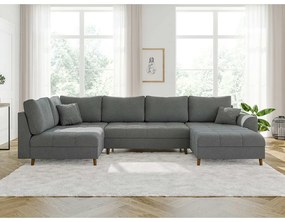 Divano angolare grigio in tessuto bouclé (angolo destro/"U") Ariella - Ropez