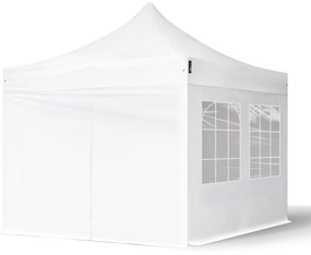 TOOLPORT 3x3m gazebo pieghevole con laterali (finestre), ECONOMY acciaio, bianco - (581829)