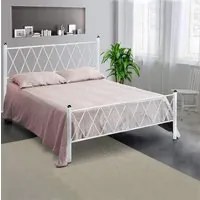 Letto in Ferro Battuto Moderno una piazza e mezza PIRAMIDE cm 120x190 Artigianale colore Bianco