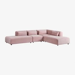 Divano Modulare Angolare Fogler In 4 Pezzi Con Doppia Chaise Lounge Velluto A Coste Rosé - Sklum