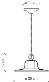 Lampadario Vintage Grunge Ferro E Ceramica Craquele' 1 Luce E27 25Cm