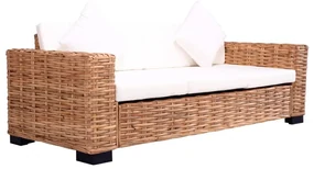 Divano da giardino a 3 posti in rattan naturale