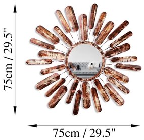 Specchio da parete SOLE diametro 75 cm marrone