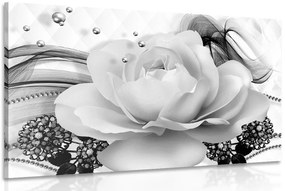 Quadro su tela – Rose di lusso con astrazione in bianco e nero