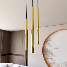 Lampadario a Sospensione in Acciaio SELTER 3 PREMIUM Nero e Oro 3xG9