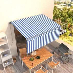 Tenda Sole Retrattile Manuale con Parasole 3x2,5m Blu e Bianco