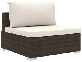 Set divani da giardino 8 pz con cuscini in polyrattan marrone