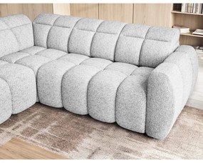 Divano angolare grigio chiaro allungabile/con contenitore (con penisola a sinistra/a L) e rivestimento in bouclé Falconn – ELTAP