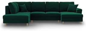 Divano angolare verde allungabile e con contenitore (con penisola a sinistra/a U) con rivestimento in velluto Kyoto – Cosmopolitan Design