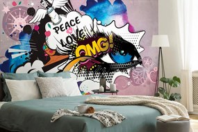 Carta da parati – Occhio graffiti blu