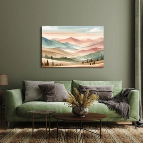 Quadro su tela – Paesaggio pastello con montagne