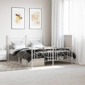 Giroletto Con Testiera E Pediera Metallo Bianco 160x200 Cm /